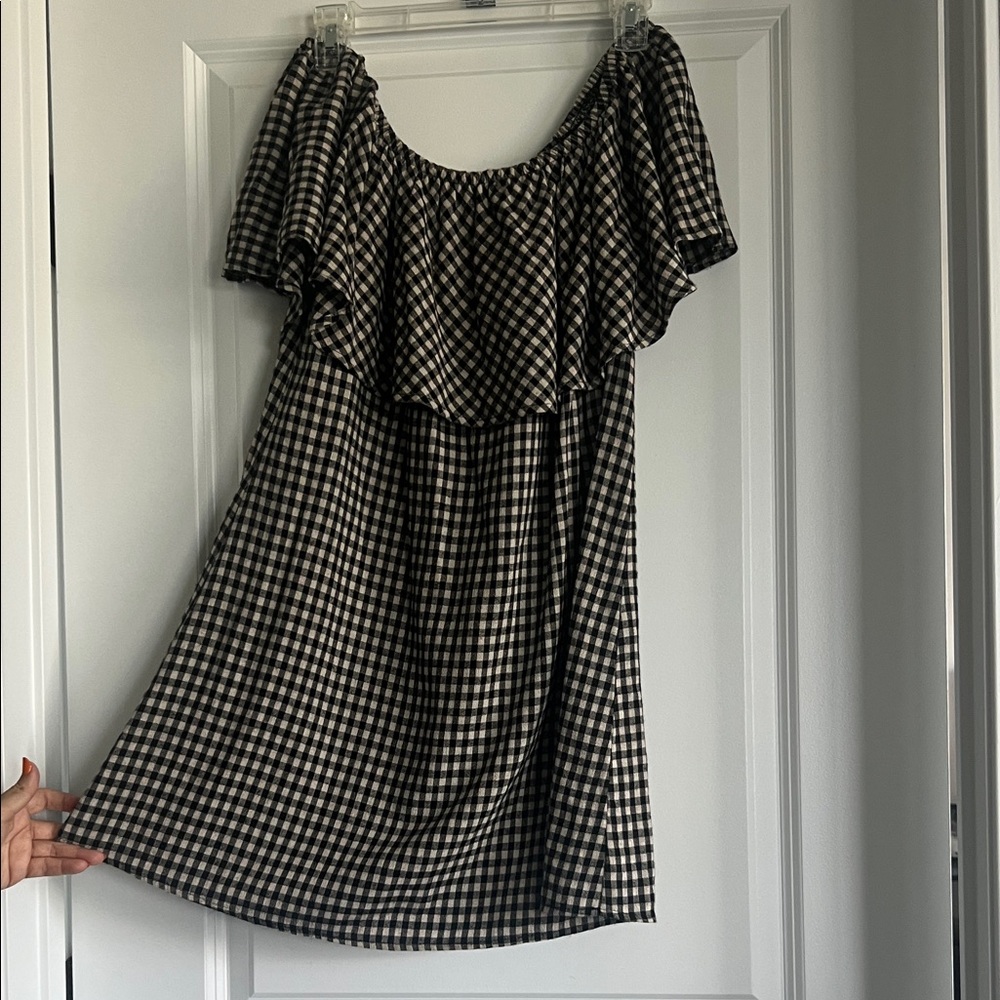 Reformation Black and White Checkered Midi Dress